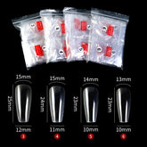 Single Size 500pcs Long Coffin French Fake Nails Color  Clear Artificial False Nail Art Tips For Extension